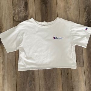 White champion cropped shirt